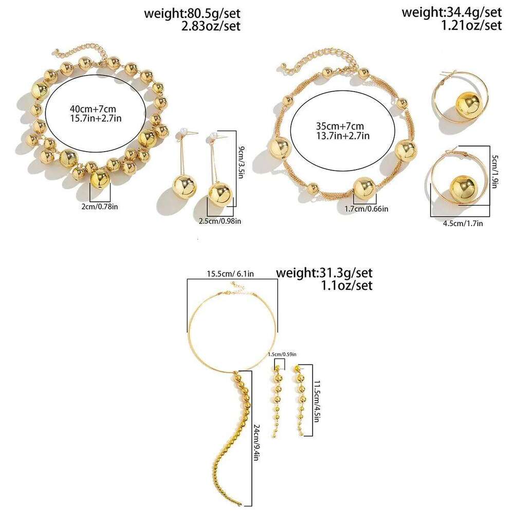 Punk Acrylic CCB Big Ball Bead Necklace Drop Earrings for Women Vintage Chunky Clavicle Chain Grunge Jewelry Set Steampunk Z260313