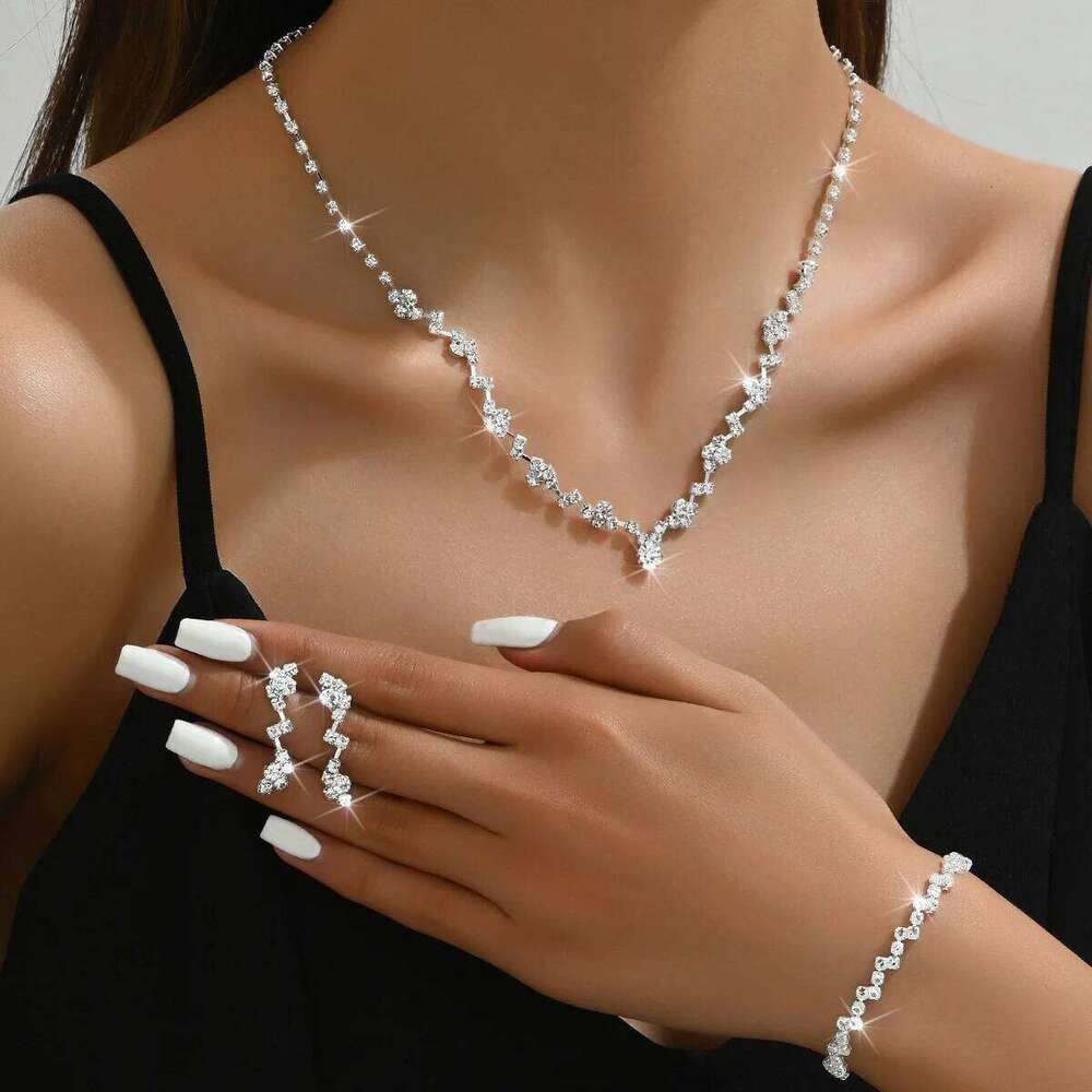 BLIJERY NEW Simple Wave Style for Women Chocker Necklace Earrings Bridal Wedding Party Jewelry Sets Z260313