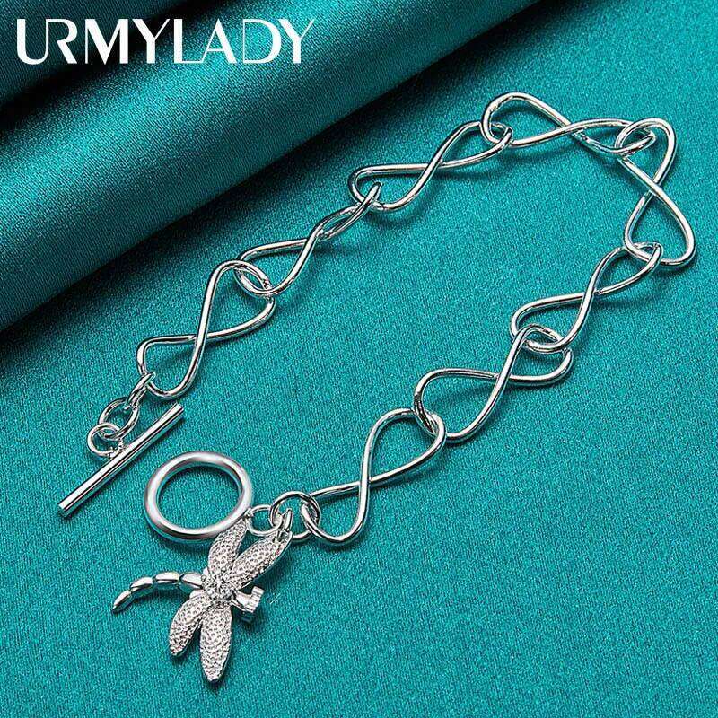 URMYLADY 925 Sterling Silver Dragonfly Zircon Pendant Bracelet For Women Wedding Party Fashion Jewelry Z260313