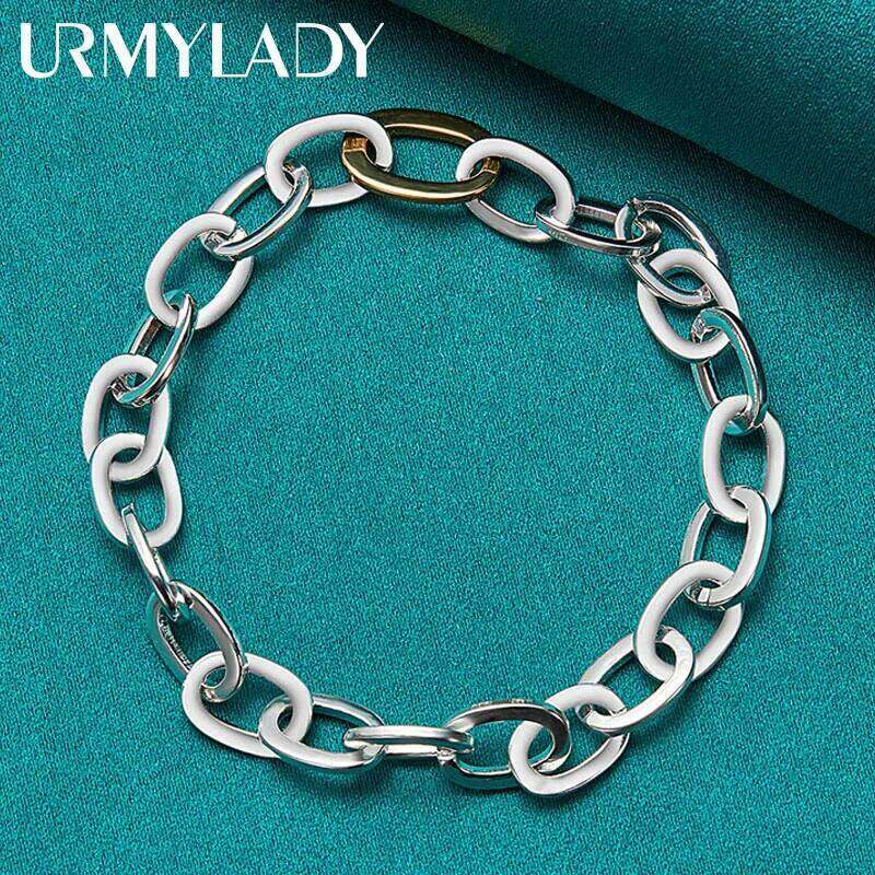 URMYLADY 925 Sterling Silver Gold Chain Ring Circle Bracelet Charm Wedding Engagement Party For Woman Man Fashion Jewelry Z260313