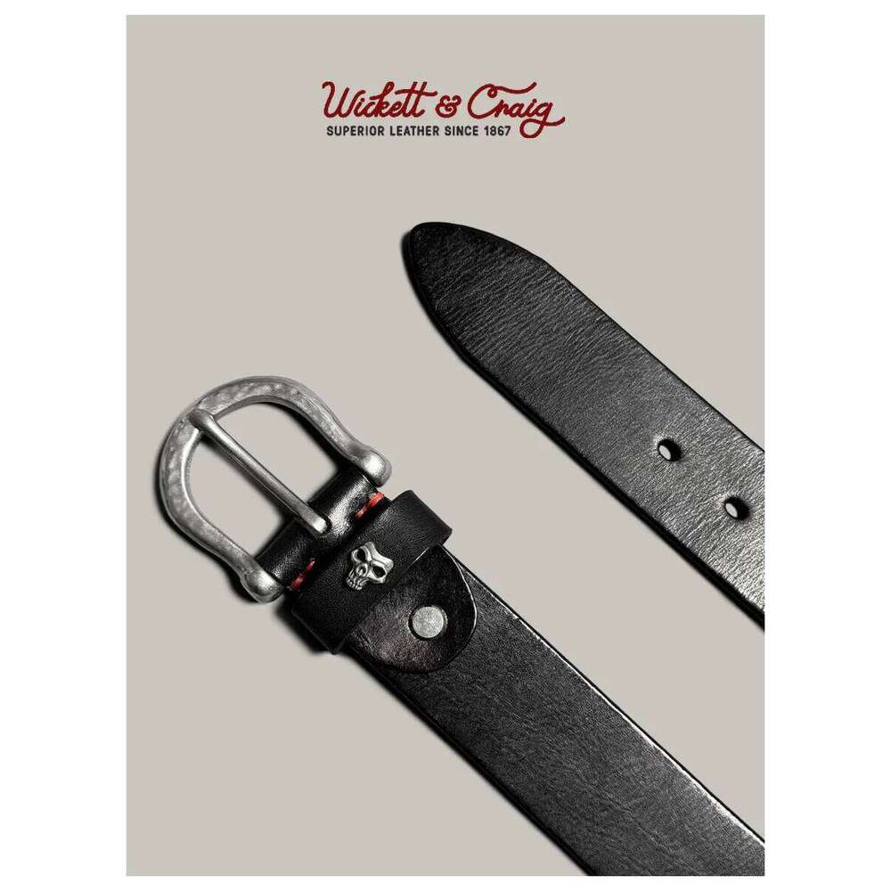 Japanese handmade men's leather denim casual Hong Kong style retro hammer steel buckle first layer cowhide belt Z260226