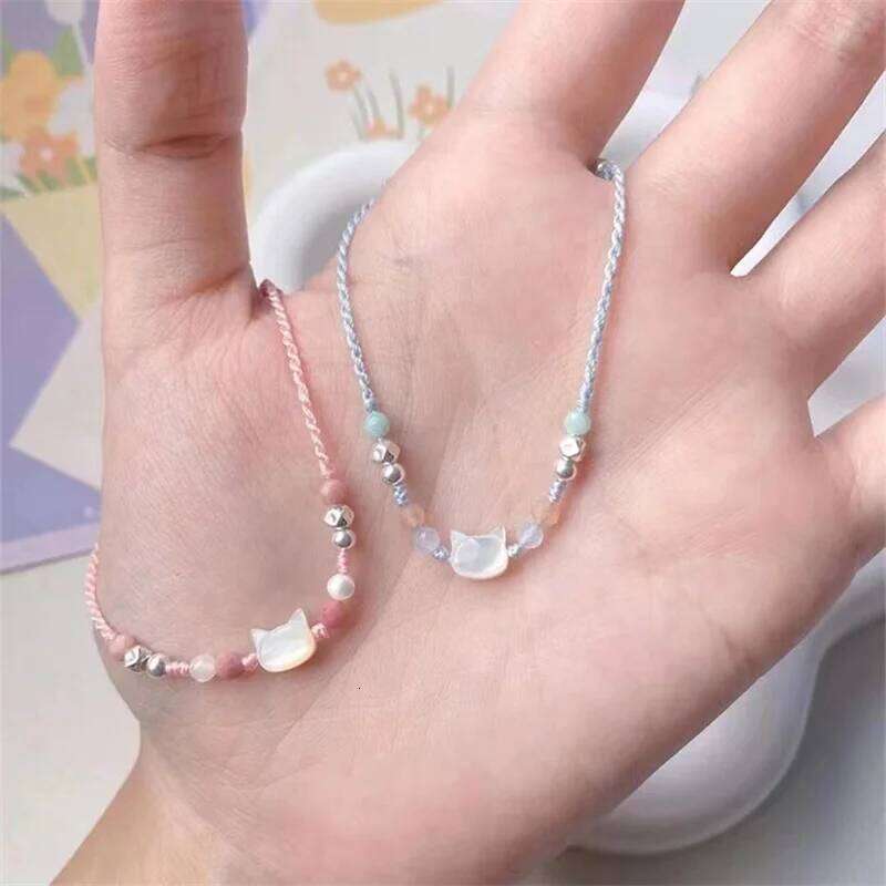 Handmade 2pcs Couples Cute Cat Unique Stylish Hand Rope For Women Men Beaded Woven Bracelet Wrist Jewelry Gifts Z260313