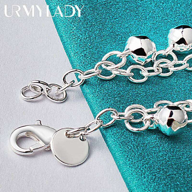 URMYLADY 925 Sterling Silver Bells Bracelet For Women Wedding Party Fashion Charm Jewelry Z260313