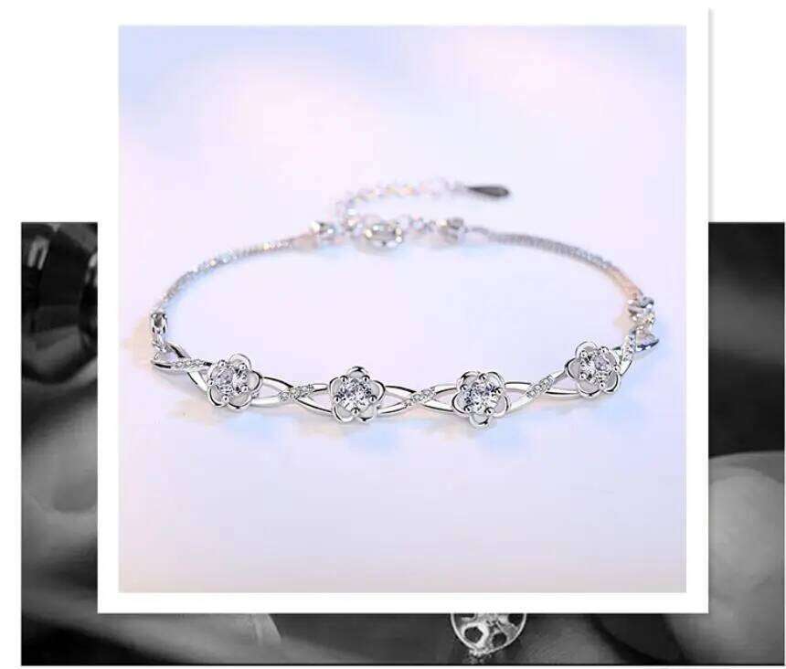 925 Sterling Silver Purple Crystal Zircon Plum Bracelet For Women Fashion Simple Engagement Wedding Glamour Jewelry Z260313