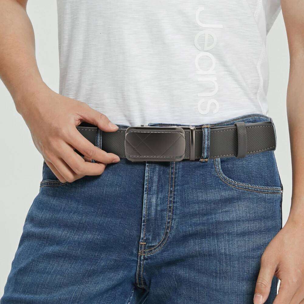 High Quality Leather Belts, Automatic Buckle Adjustable No Hole Jeans Belt for Men Z260226