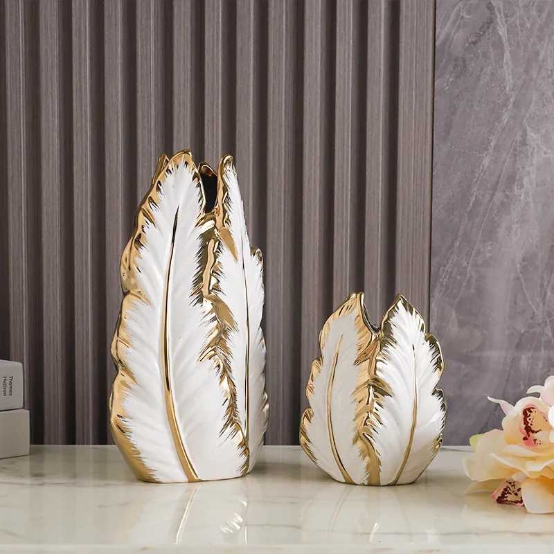 Nordic light luxury gold painted ceramic high-end vases personalized living room porch decoration TV cabinet creative home d Y260314
