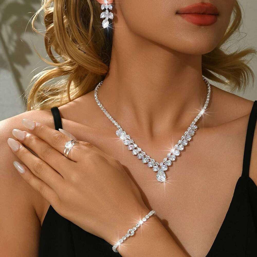 Trendy personalized design, oval shaped super sparkling naked diamond, elegant and simple necklace, earrings, bracelet, ring Z260313