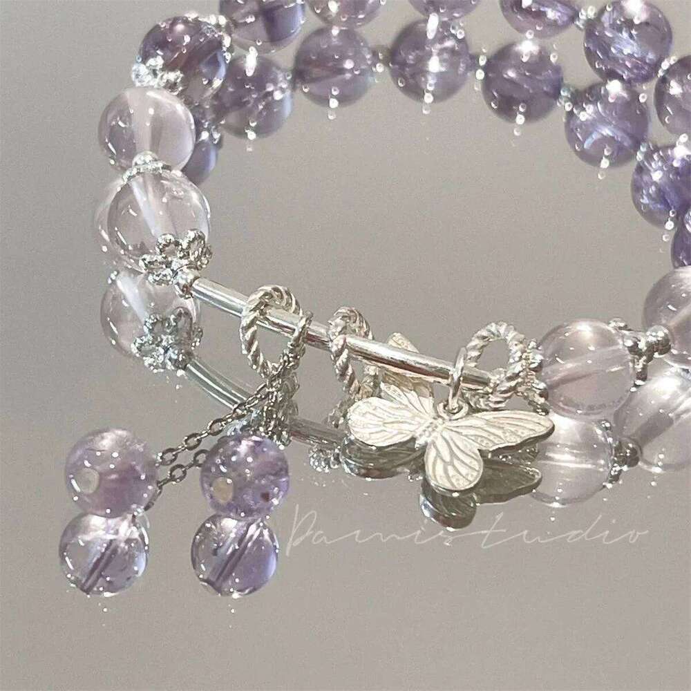 Niche Design Star Chain Tassel for Women Fantasy Butterfly Crystal Beads Elastic Rope Bracelet Best Friend Jewelry Gift Z260313