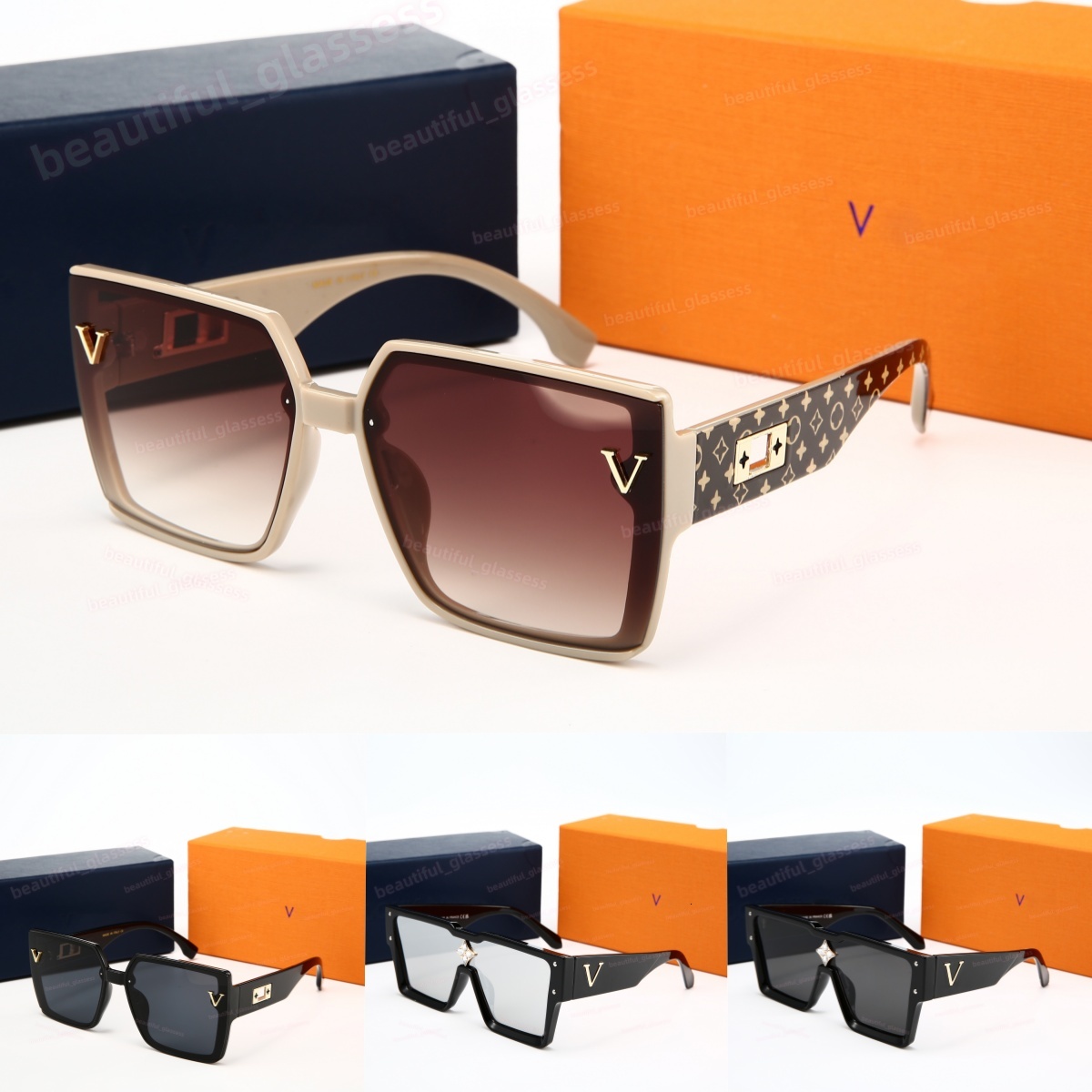 Bold V Accent Sunglasses Designer Sunglasses Oversized Frame Glasses UV400 Polarized Acetate