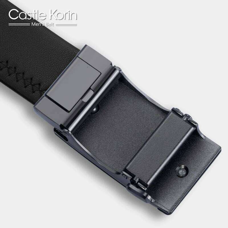 Men's leather automatic buckle fashion trend new Korean style 100-130cm soft cowhide retro business men's belt Z260226
