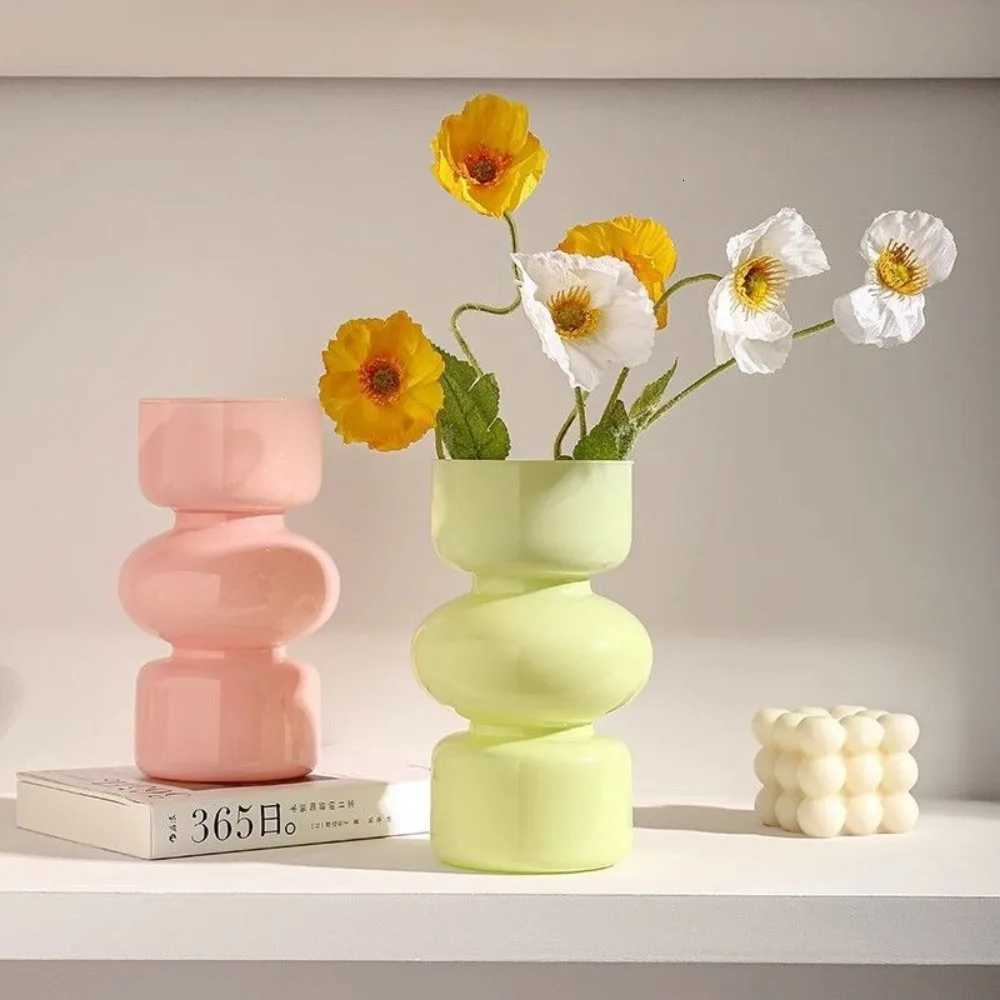 European Retro Glass Vase Water Nourishing Flower Arrangement Container Desktop Dining Table Flower Arrangement Vase Decoration Y260314