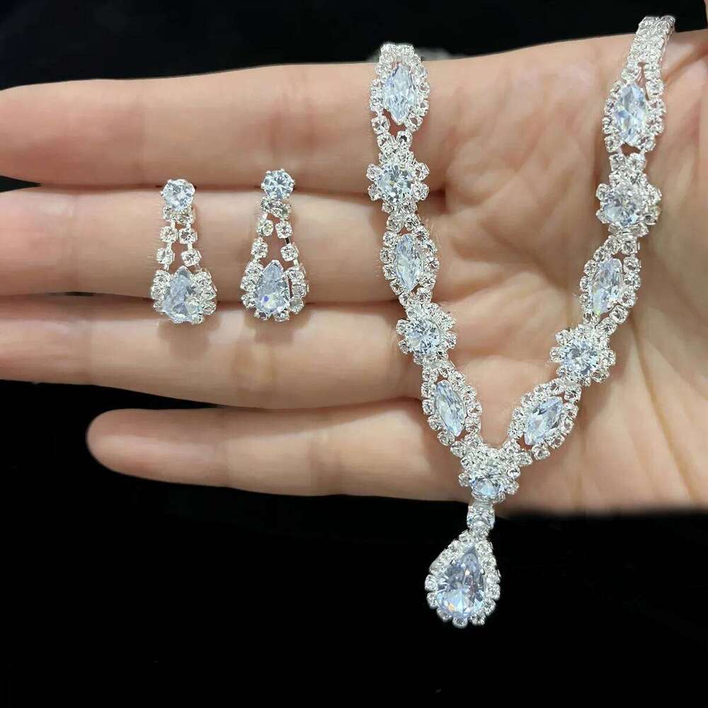 3PC Women's Simple Claw Chain Series Angel Tears Necklace Earring Set, Banquet Party Accessories Z260313