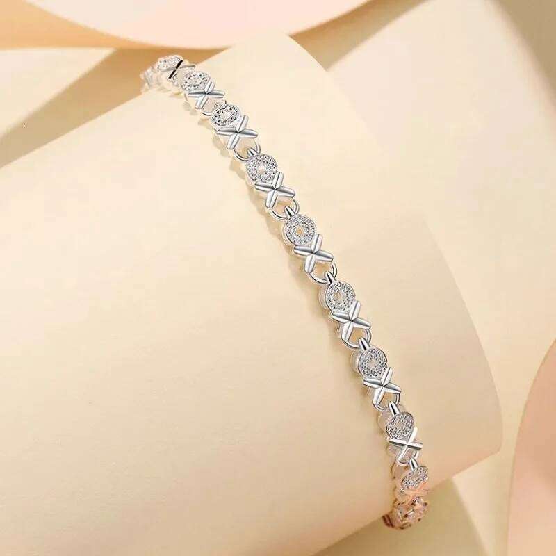Luxury 925 Sterling Silver Chain Bracelets For Women Fashion Vintage Geometric XO Shape Adjustable Bracelet Wedding Jewelry Gift Z260313