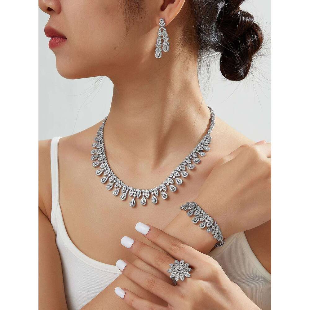 4pcs Bridal Cubic Zirconia For Women Party Luxury Dubai Nigeria CZ Crystal Wedding Jewelry Sets Z260313