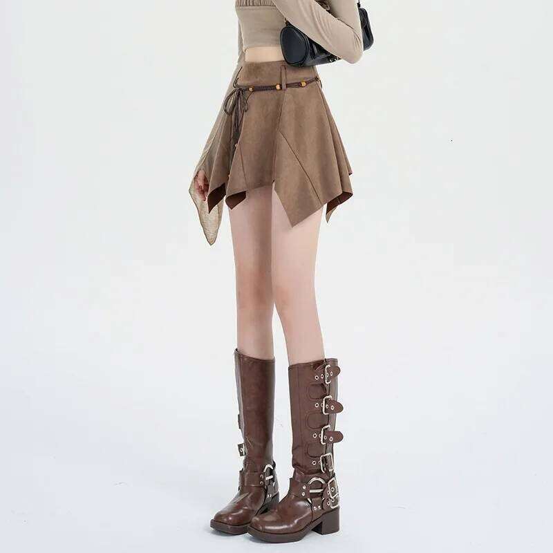 American Retro Irregular for Women in Summer A-line High-waist Anti-exposure Hot Girl Short Skirt Z260314