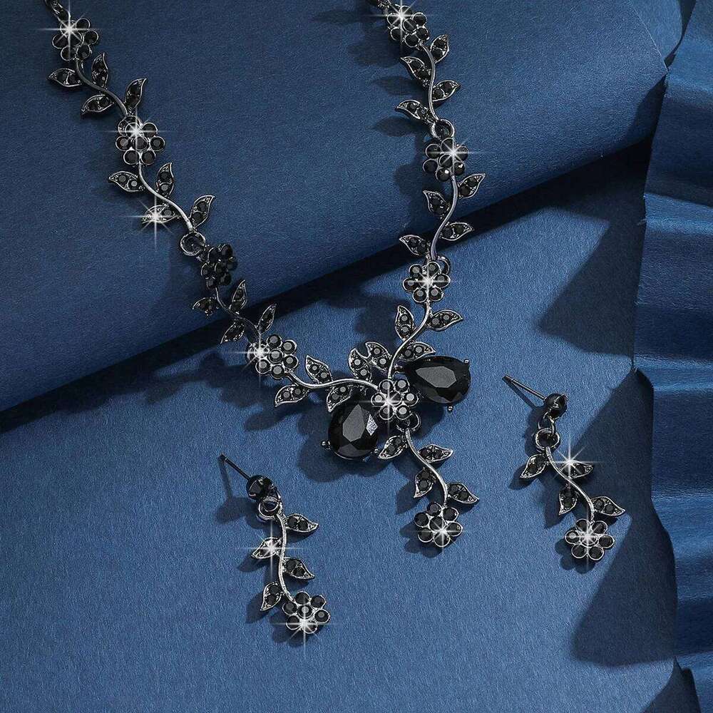 Sparkling Zircon V-Neck Necklace and Earrings Set Womens Elegant Bridal Party Jewelry Gift for Wedding Prom Z260313