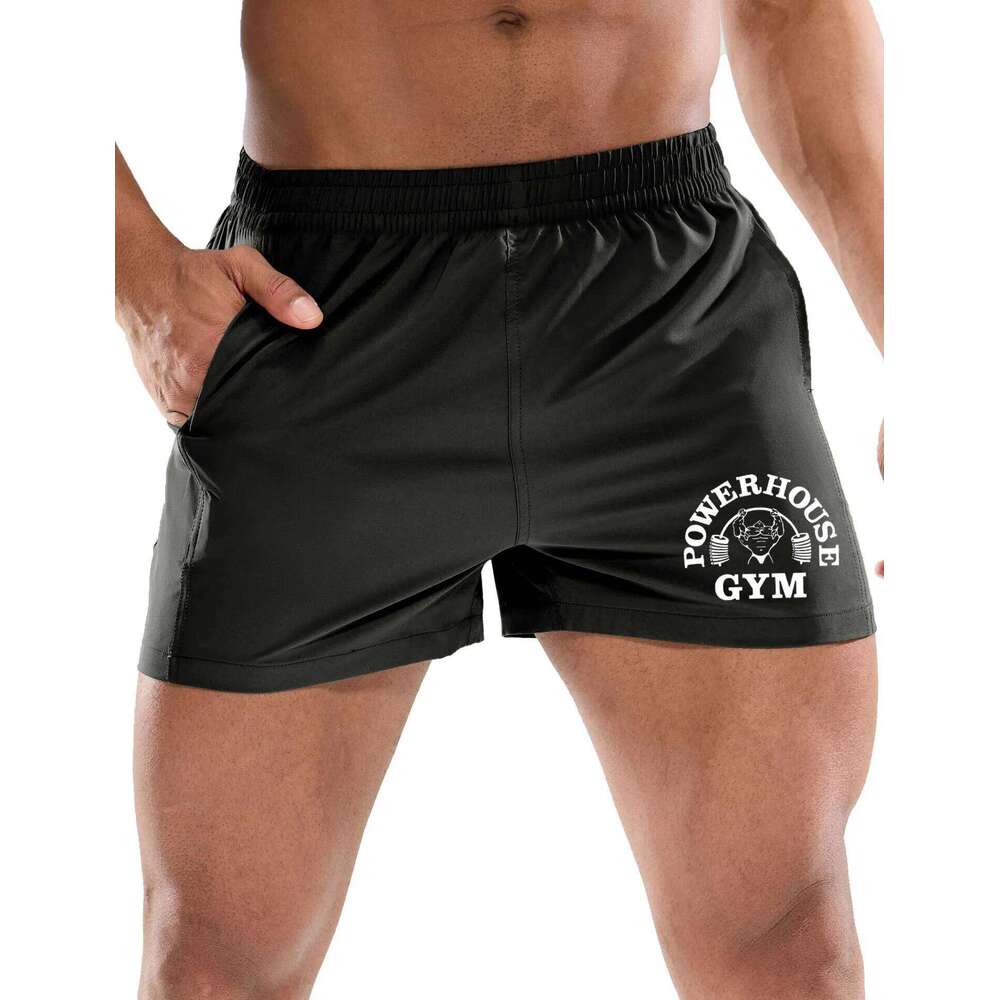Elegant men's shorts with weightlifting font print, comfortable breathable, suitable for fitness and exercise Z260314