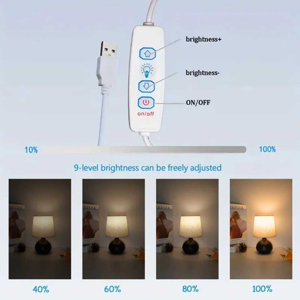 Modern design warm light fabric desk lamp USB with switch home decoration lamp bedside lamp gift lamp Y260314