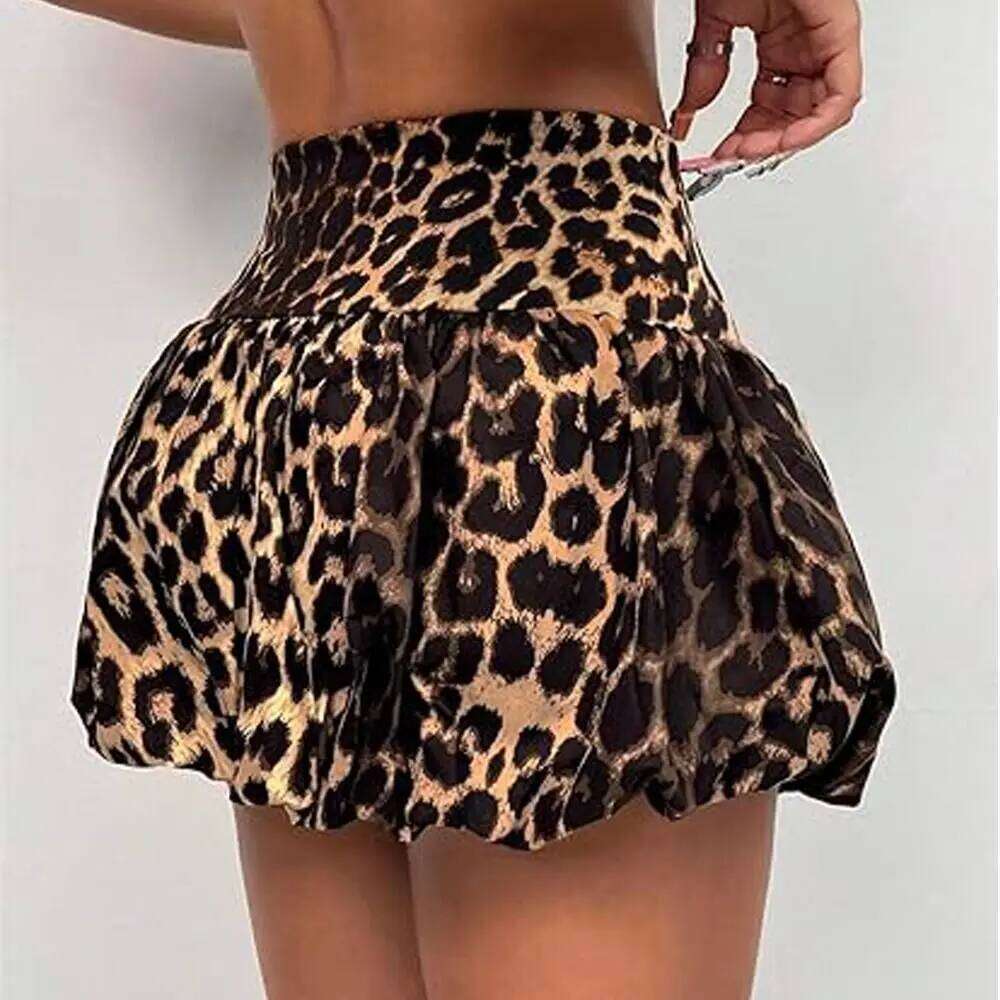 New Low Waist Mini Y2K Streetwear Harajuku Lace Up Ruffles Skirt Leopard Print Ruched Skirts Jeans Decoration Z260314