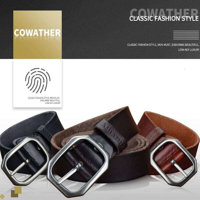 COWATHER top cow genuine leather belts for men vintage casual 100-130cm style male strap width 3.2cm craftsmanship Z260226