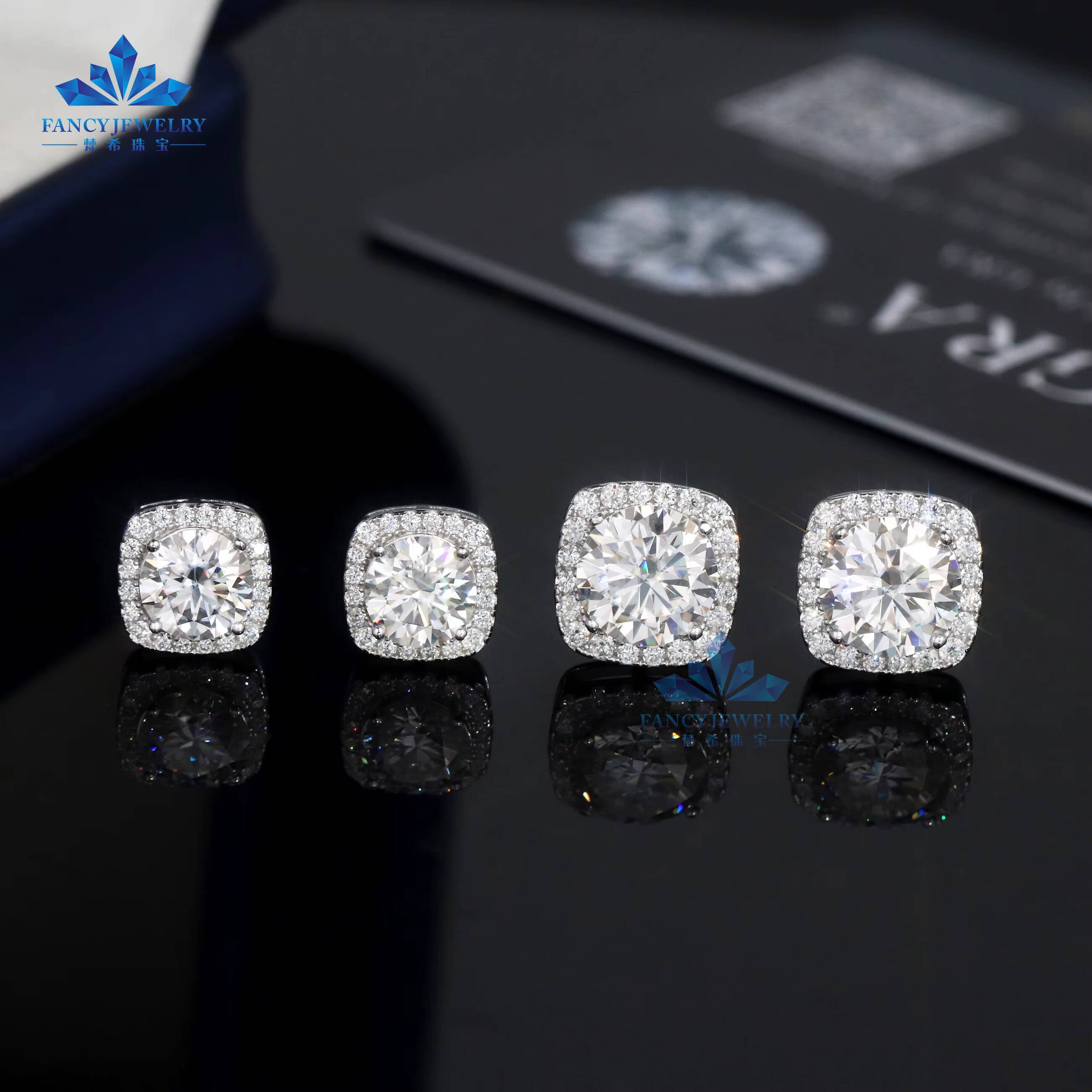 High Quality Hip Hop Jewelry Moissanite S925 Earring Diamond Earrings Vvs Moissanite Stud Earring