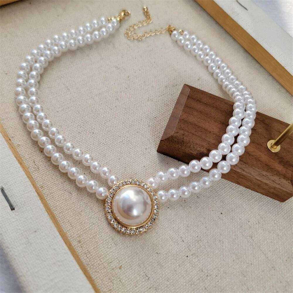 New Fashion Elegant Round Alloy Rhinestone Imitation Pearl Beaded Necklace Earring Jewelry Set Bridal Wedding Accessories Z260313