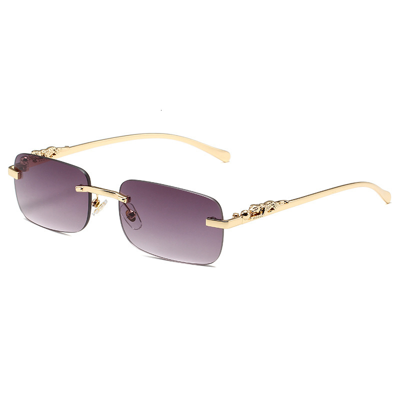 Luxury Brand Designer Sunglasses New Frameless Square Sunglasses For Men And Women Retro Cheetah Decorative Sunglasses Leopard Head Metal Sunglasses