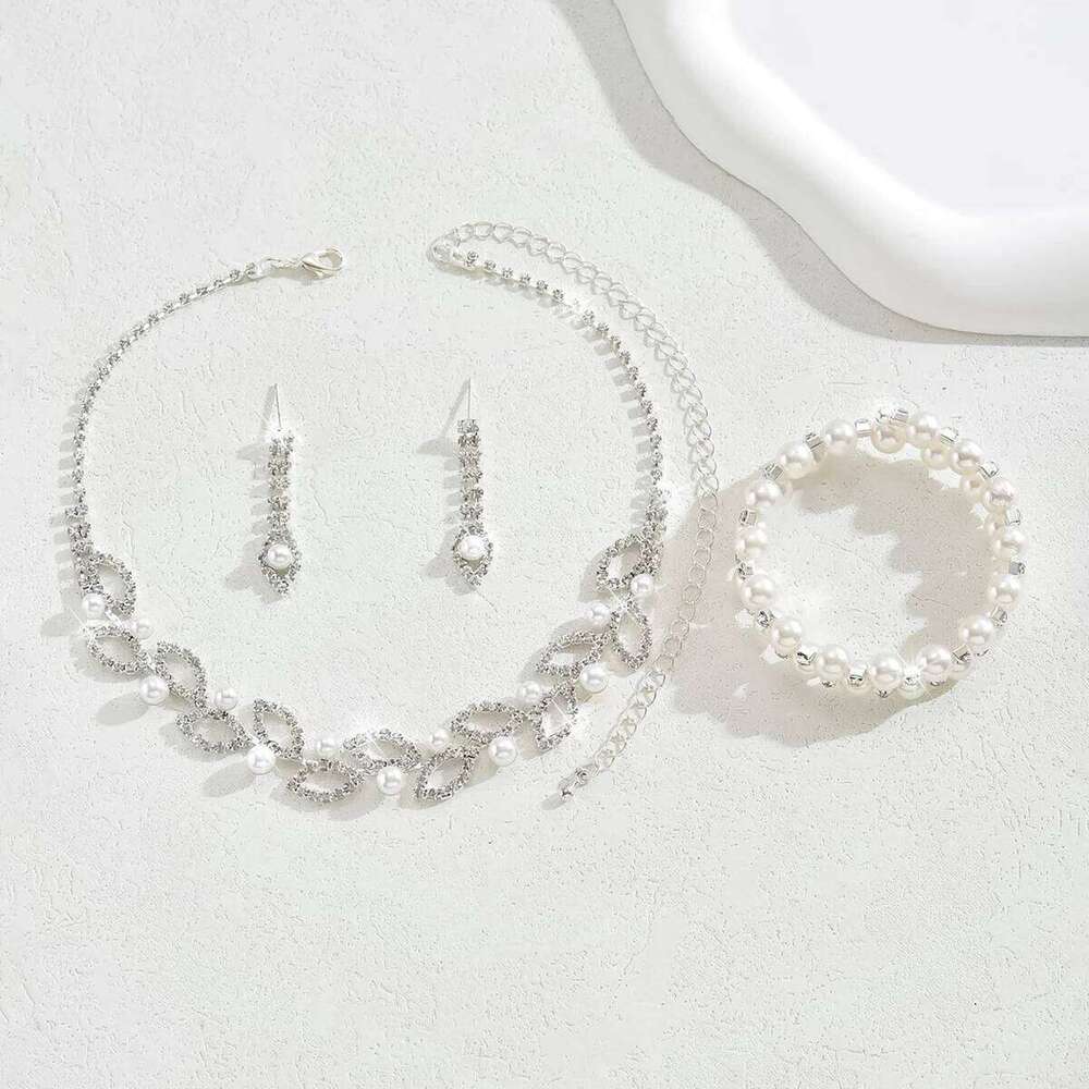 European and American Fashion Water Necklace, Earrings, Bracelet Set, Amazon Explosive Full Diamond Claw Ch Z260313