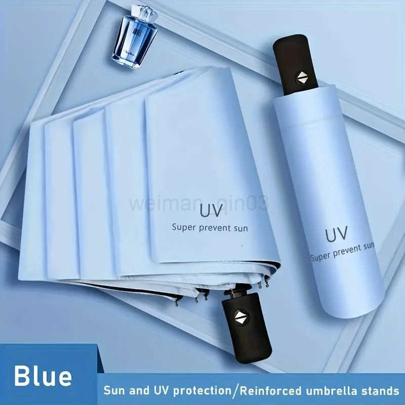 8-Rib Automatic High Quality Umbrella - One-Touch Open/Close Compact Foldable Design for Men Women Navy Black Business H260314