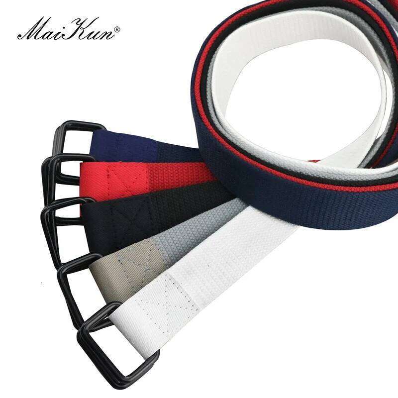Maikun Double Ring Buckle Canvas Men Casual Harajuku Male Belt For Jeans Z260226