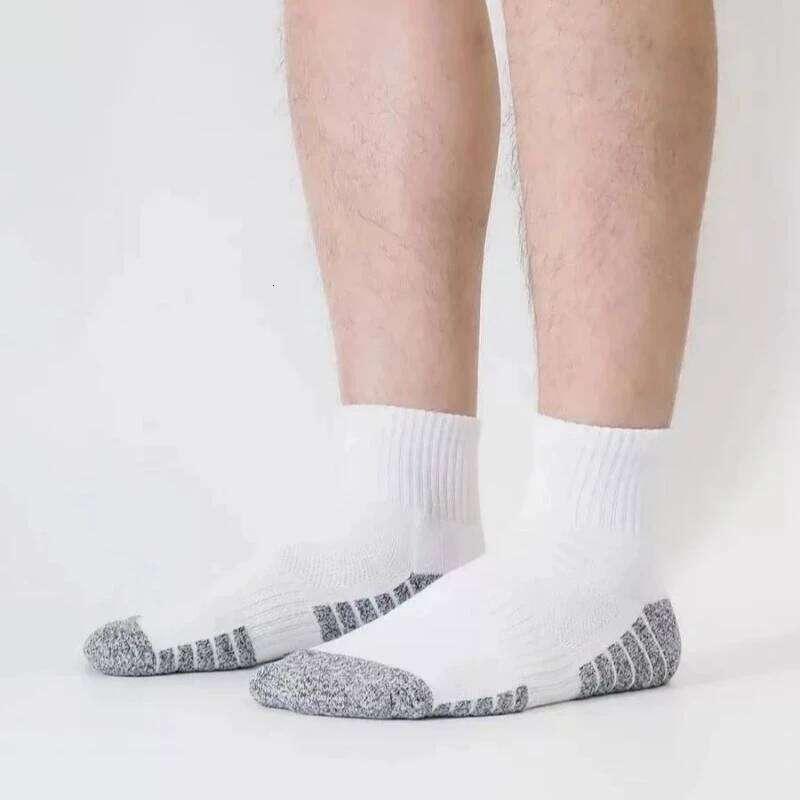 5pairs Thickened Towel Bottom Running Mesh Middle Non-slip Breathable Sports Ankle Men's Women's Socks Autumn Winter Z260314