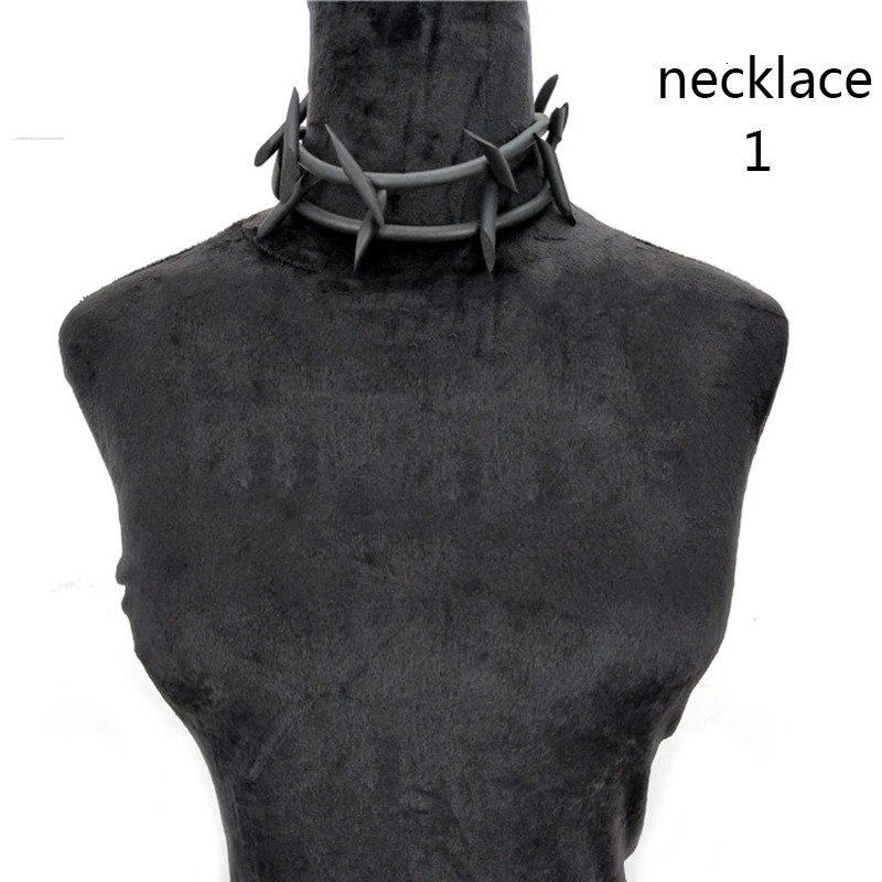 UK Gothic Pendant Necklaces Women Punk Sweater Chains 3 Necklaces Strange Jewelry Handmade Rubber Jewelry Torques Rope 260312