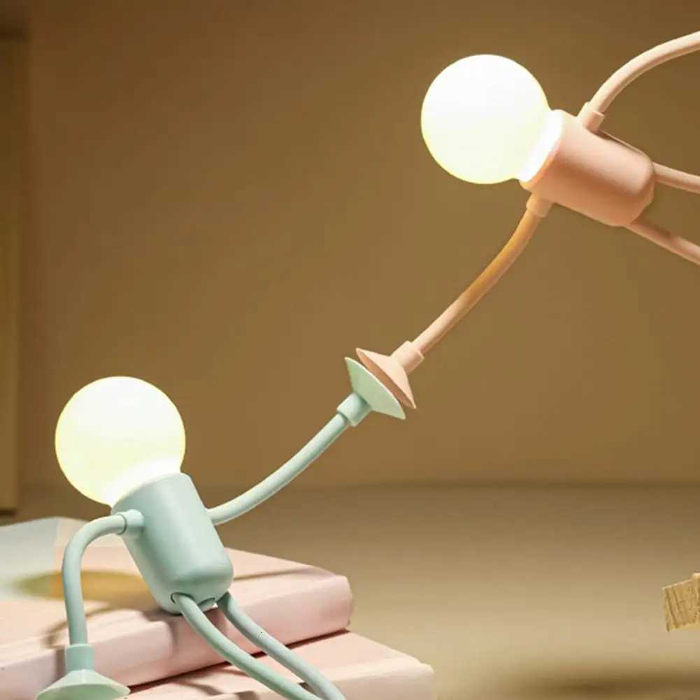 Versatile Small Humanoid Night Lights Changeable Shape Creative Fun Sportsman Table Lamps Button Battery Desk Lamps Ornament Y260314