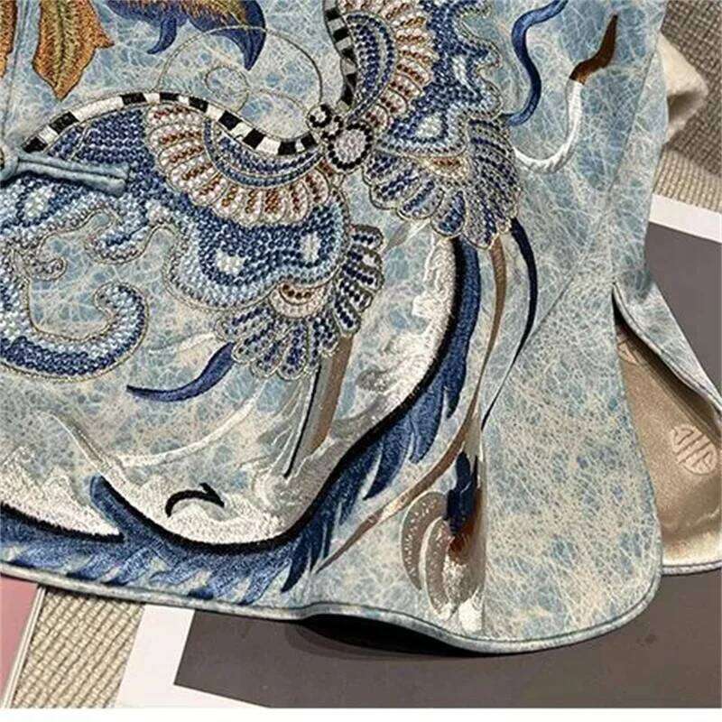 New Chinese Style Double Layer Warm Vest Round Neck Heavy Embroidery Buckle Camisole Vintage Elegant All Match Casual Daily Wear Top MAKOUFEI