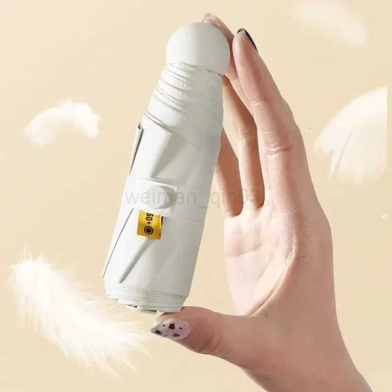 Folding Travel Umbrella Sun Protection Lightweight Compact Pocket Umbrella Windproof Rainproof with Capsule Storage H260314