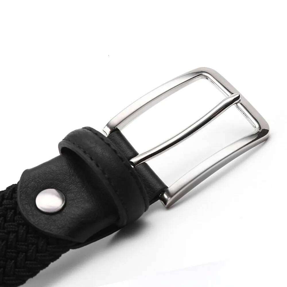 2020 New Design Men Belt Elastic Woven 3.3CM Wide Blue Black Brown Luxury Gift Girls Matching Jeans Accessories 90CM-135CM Z260226