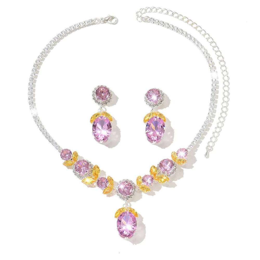 European and American diamond studded design, collarbone chain, light luxury temperament, fashionable necklace, earrings Z260313