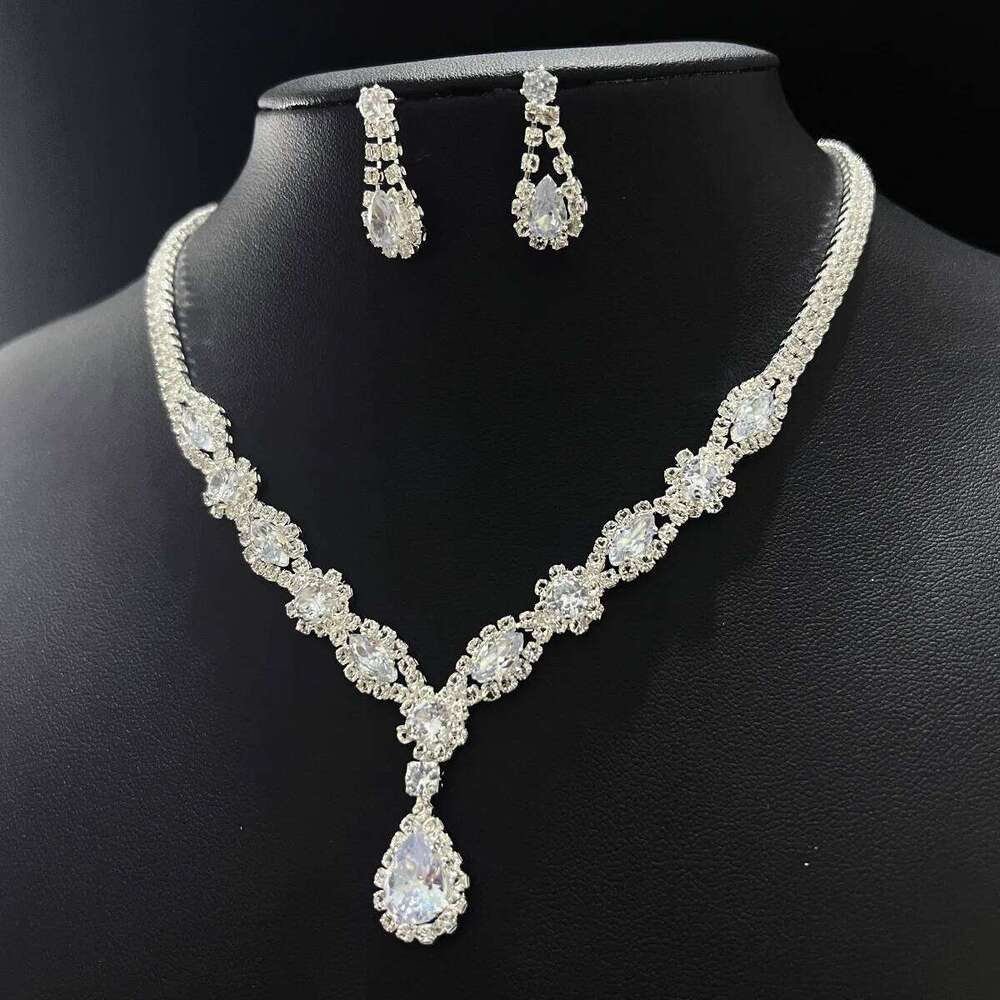 3PC Women's Simple Claw Chain Series Angel Tears Necklace Earring Set, Banquet Party Accessories Z260313