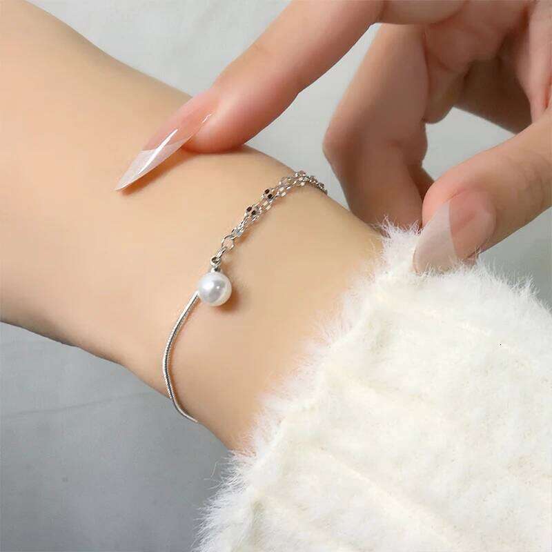 925 Sterling Silver Double-Layer Pearl Women's Light Luxury Fashion Bracelet Birthday Gift Wedding Jewelry Z260313