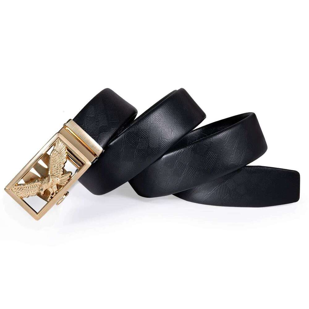 Gold Silver Automatic Buckles Mens Belts Black Leather Men Dress Jeans Belt Ratchet Sliding Waist Straps Wedding Business Z260226