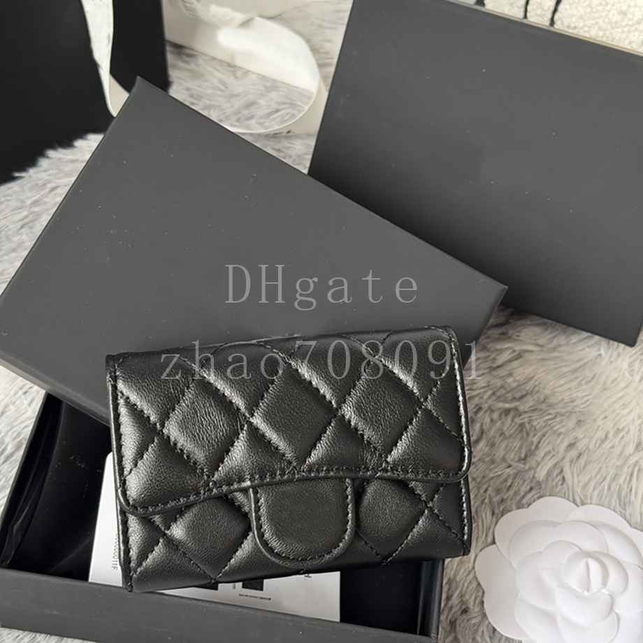 Genuine Leather Flap Card Holder Designer bag 11cm Luxury Short wallet purse Diamond quality With box CAP0214