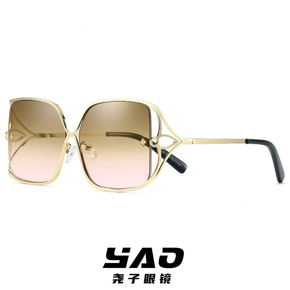 Luxury Brand Designer Sunglasses New European And American Style Clover Metal Sunglasses Fashion Gradient Color Square Frame Sunglasses For Women Tren