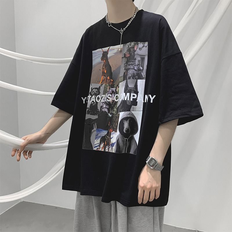Polo Hong Kong Style Men's Shortsleeve Trendy Men's Top Summer Fashion Designer Hoodie Loose Fit Designer T-shirt Large Size Hiphop Print Ins Halfsleeve Tee