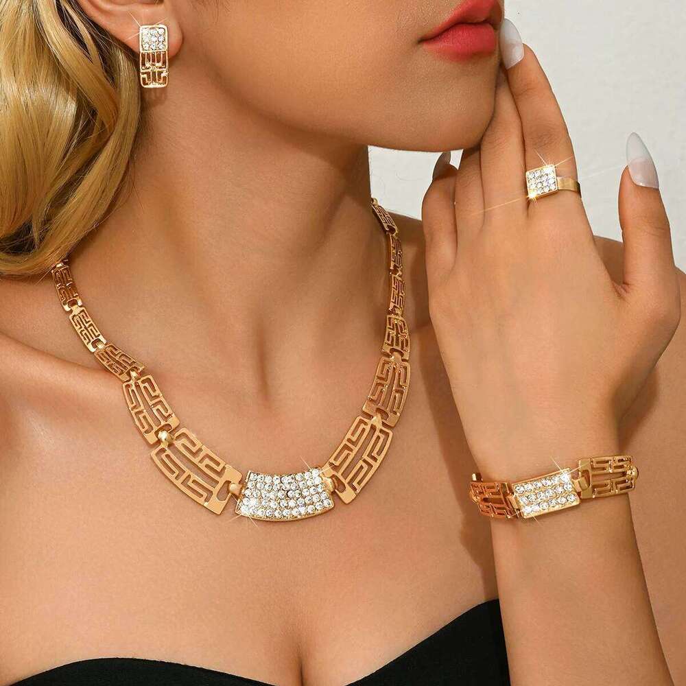 Cross border e-commerce Europe and America high-end atmospheric necklace earrings bracelet ring set Z260313