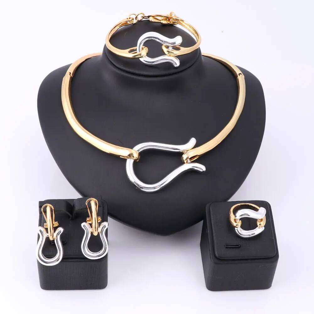Women African Gold Color 3 Colors Fashion Bridal Elegant Romantic Wedding Necklace Jewelry Sets Z260313