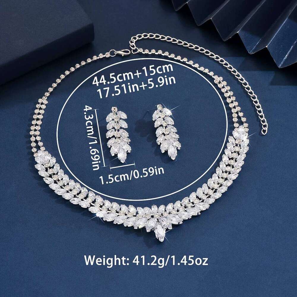 3PC Women's Fashion Zircon Water Drop Necklace Earrings Jewelry Set Light Luxury Wedding Party Festival Gift-8564 Z260313