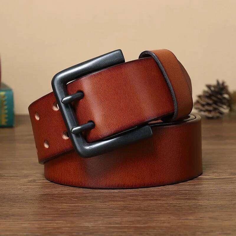 4.3CM widened double needle buckle men's genuine leather top layer cowhide retro youth versatile casual belt Z260226