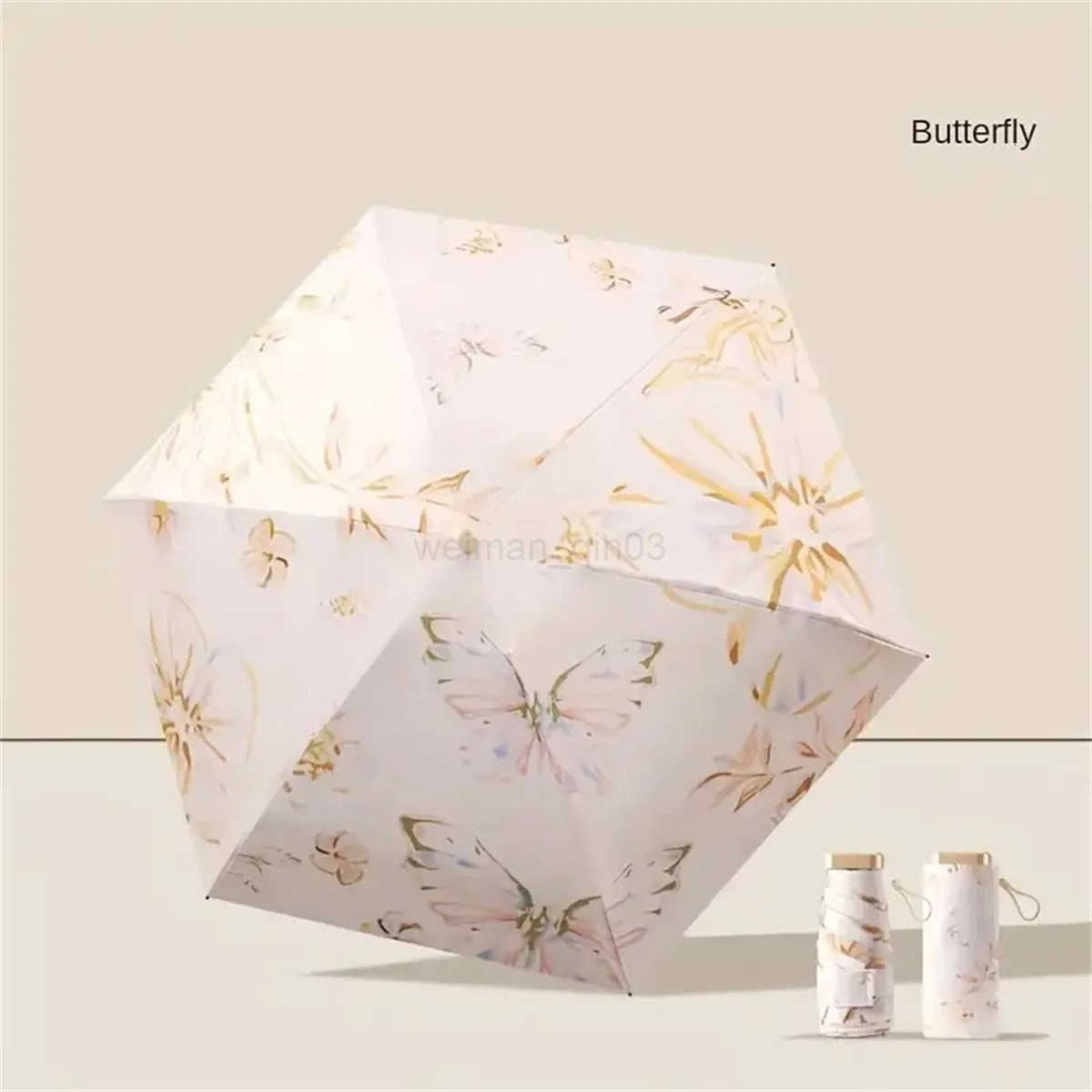 Mini Pocket Rain Umbrella UV folding umbrella Rainproof Sun Protection Outdoor Traveling Capsule Umbrella 5-Folding Parasol H260314