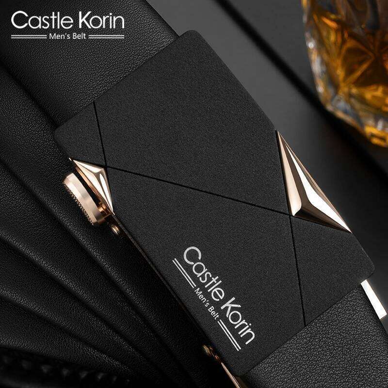 Men's leather automatic buckle fashion trend new Korean style 100-130cm soft cowhide retro business men's belt Z260226