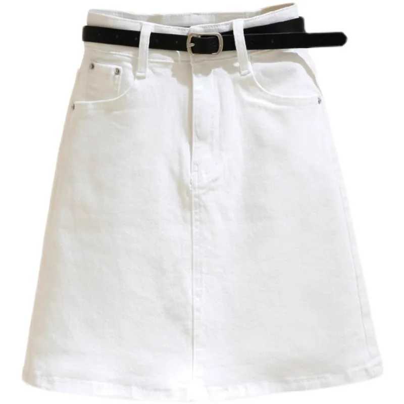 Summer New White Denim Skirt Women High Waist A-word Hip Skirt M260314